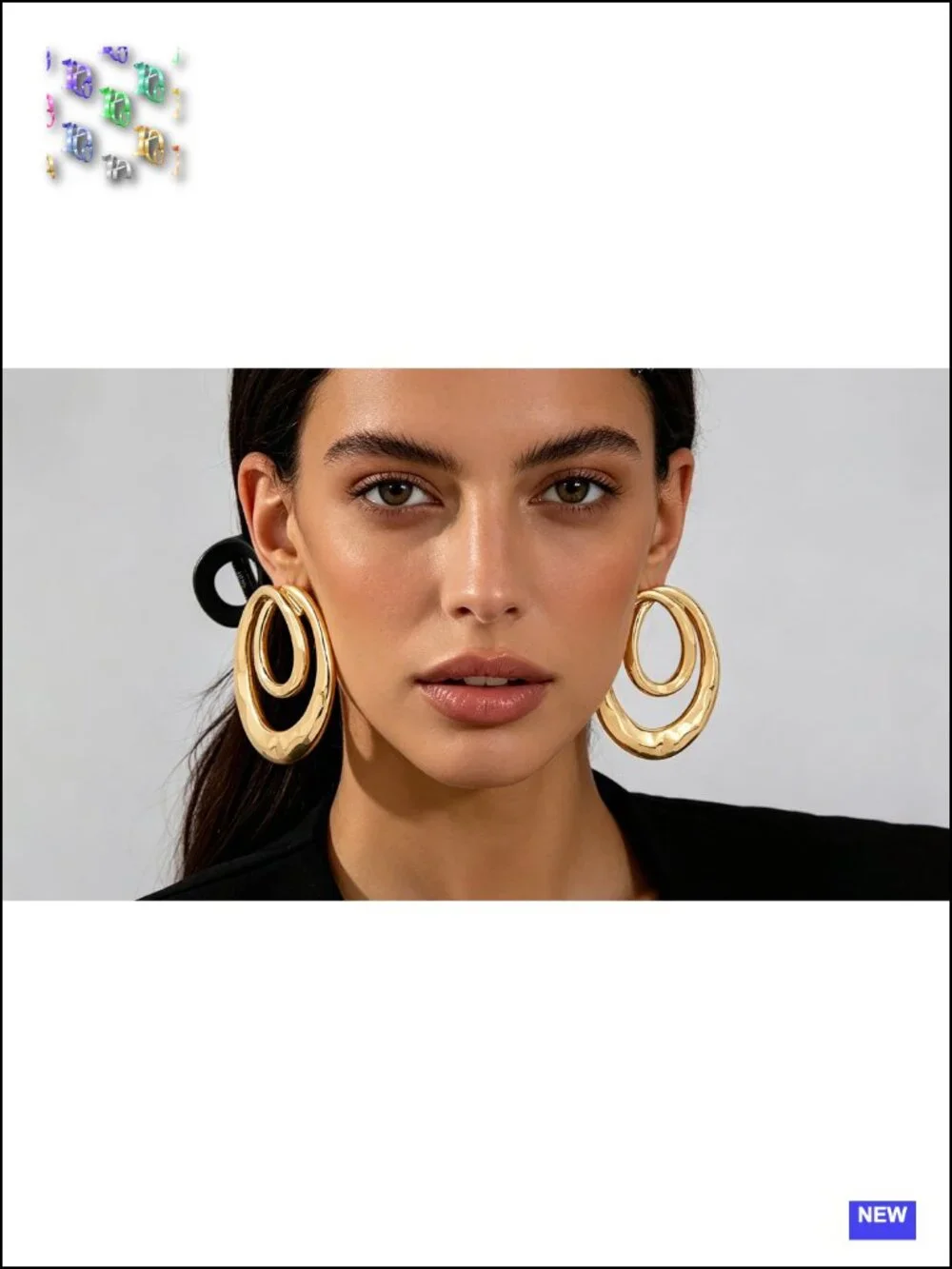 Large Gold Statement Earrings for Women Chunky Big Circle Drop Hanging Geometric